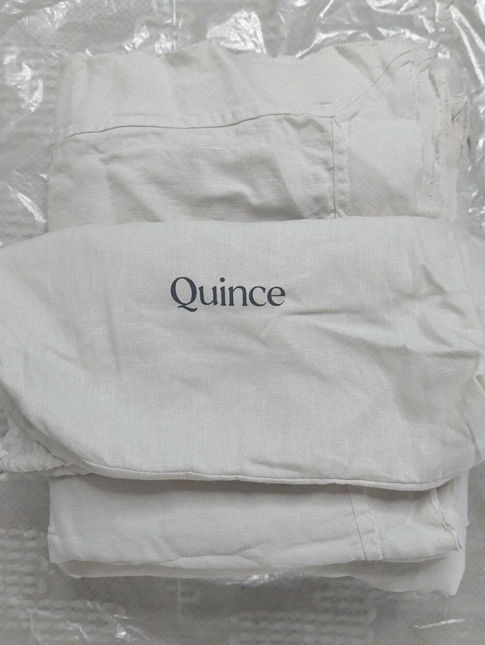 NWOT Quince European Linen Flange Sand Duvet Cover & 2 Shams! Full/ Queen(823)